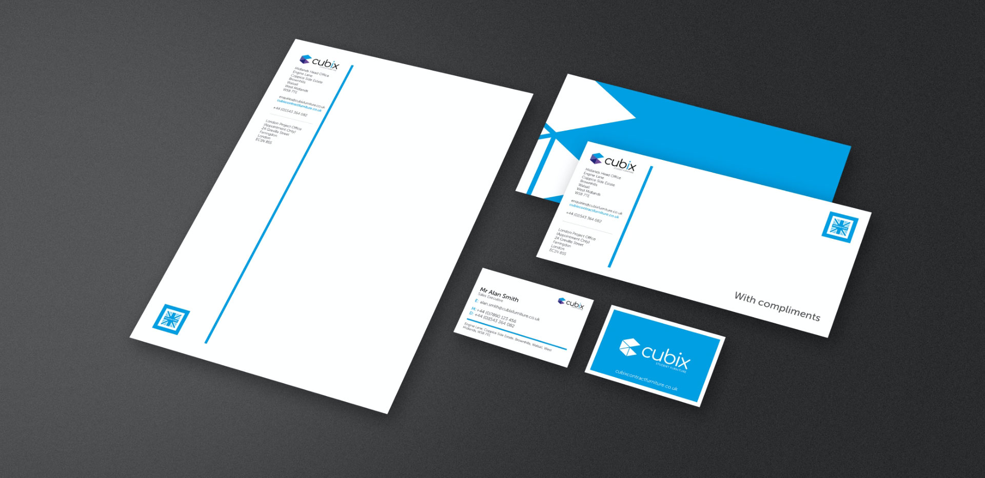 Cubix letterheads and business cards